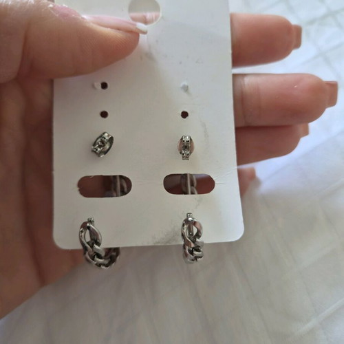 Chain hoop earrings like new, 3.5cm diameter, silver