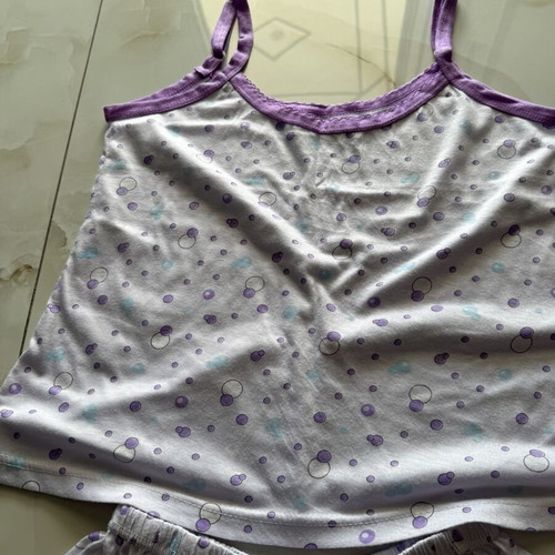 Pajama set, white and purple