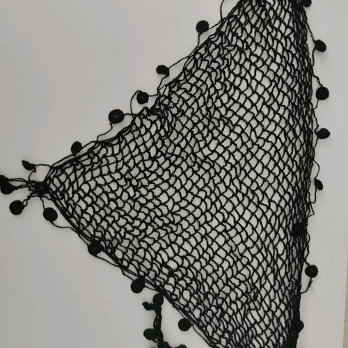 Cretan sariki new, handmade, black, 105cm length, silk