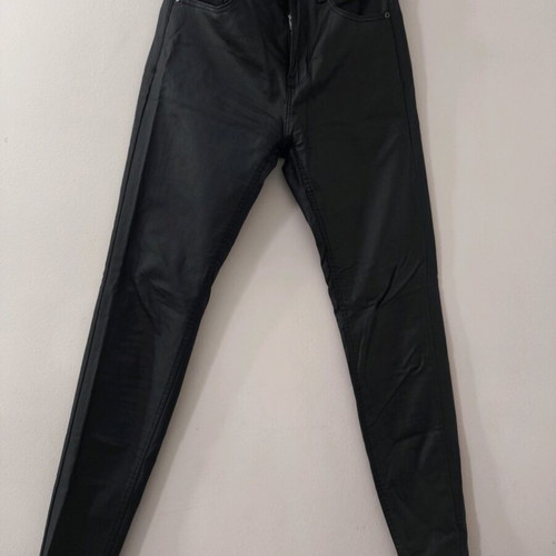 Stradivarius High-Waisted Black Pants Like New With Faux Leather Coating XS