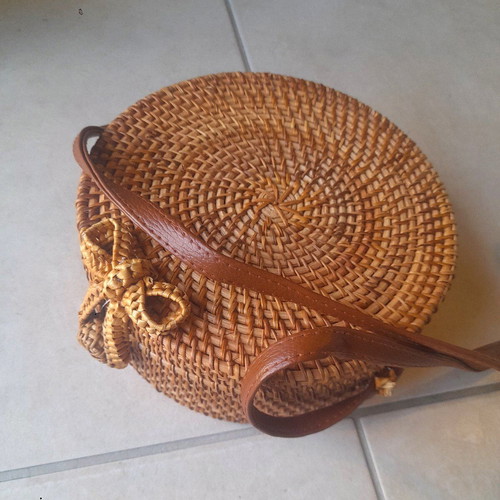 Summer straw shoulder bag new, beige brown