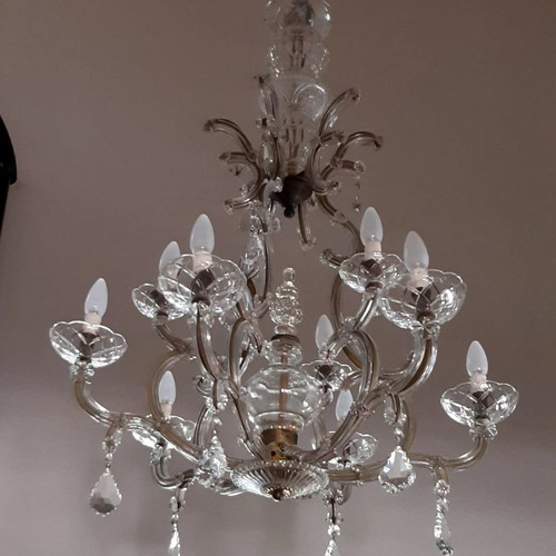 Maria Thiresia antique chandelier used with two wall lamps