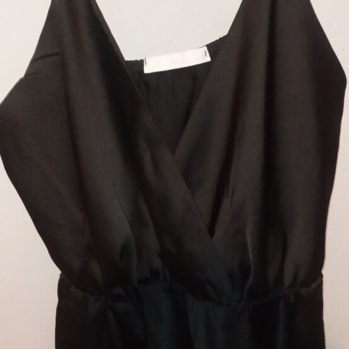 One-piece satin jumpsuit like new, black