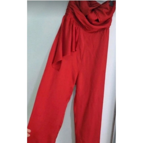 Mango red one-shoulder jumpsuit, size S