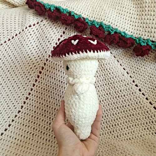 Mushroom guy knitted teddy bear new, handmade