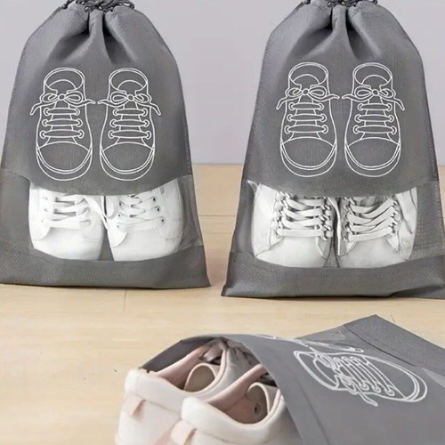 Shoe storage bags new, set of 5, grey with window