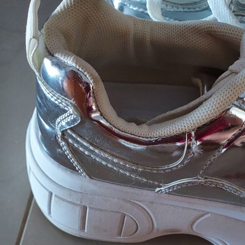 Silver Sneakers size 37 like new, chunky sole, synthetic leather