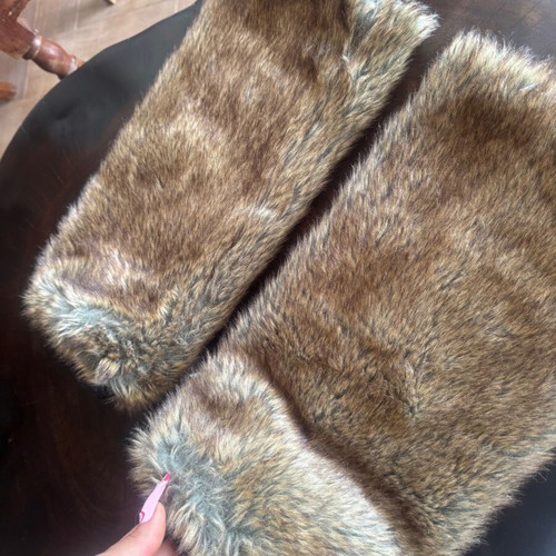 Faux Fur Brown Leg Warmers like new, 39cm, elastic opening