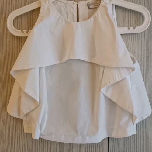 Zara white crop top with back opening like new, cotton fabric