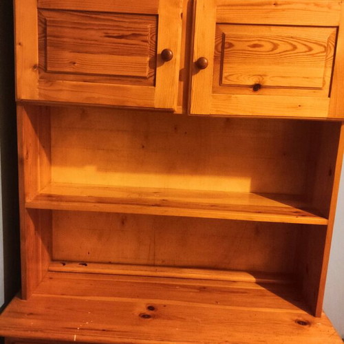 Bookcase/desk used, solid Swedish wood with 2 cabinets and 5 drawers