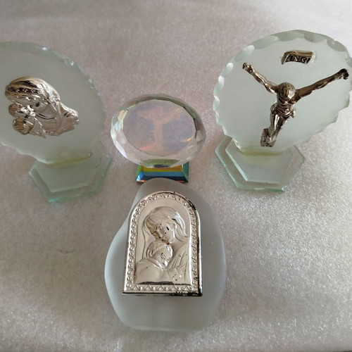 Glass decorative images used, set of four