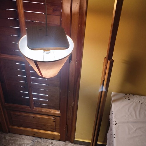 Handmade floor lamp new, wood frame with fabric shade