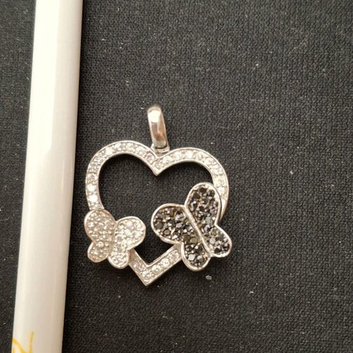 Silver 925 pendant with white and black zirconia new