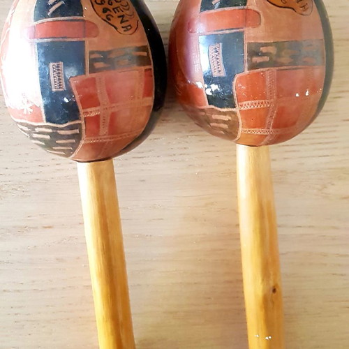 Vintage Colombian maracas 1966 handmade, used