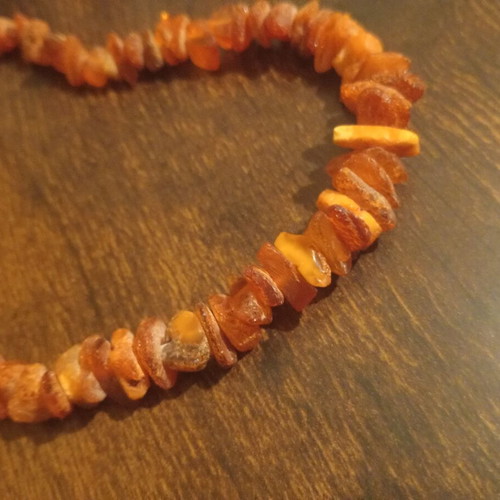 Amber necklace vintage 1970's handmade, like new, multicolor