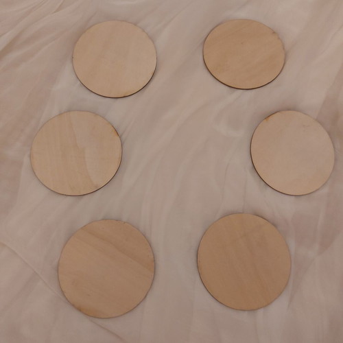 Tree of Life Yin Yang Wooden Coaster Set of 6 like new
