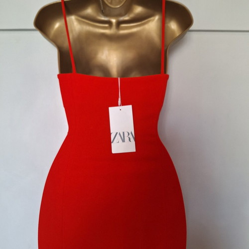 Zara red stretchy dress new with tags size medium with slit
