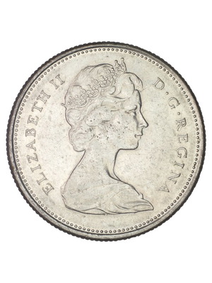 Canada 25 Cents 1967 silver coin used