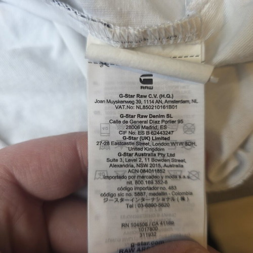 G-Star Raw men's white and brown T-shirt, size M