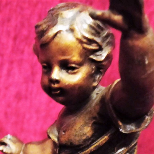 Children with Lantern bronze like new, French antique