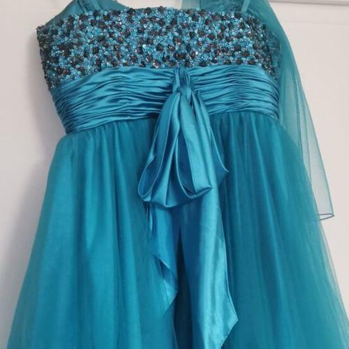 Charly Cocktail Dress Small turquoise with matching scarf like new
