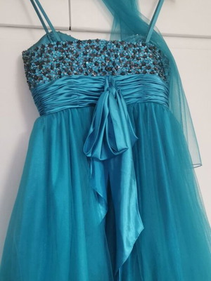 Charly Cocktail Dress Small turquoise with matching scarf like new