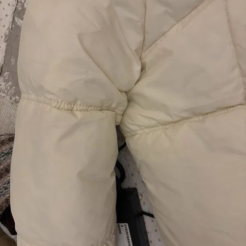 Shein women's jacket used, white and beige, hood with zipper