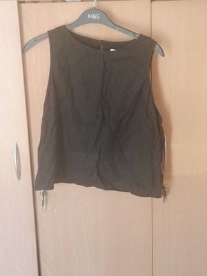 Marks & Spencer λινό τοπ καινούργιο νούμερο 20 μαύρο