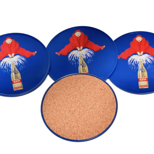 Spa Belgium coasters set of 4 new with metal packaging