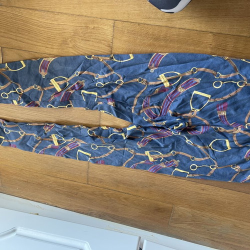Ralph Lauren leggings size S used, blue with brown gold equestrian print