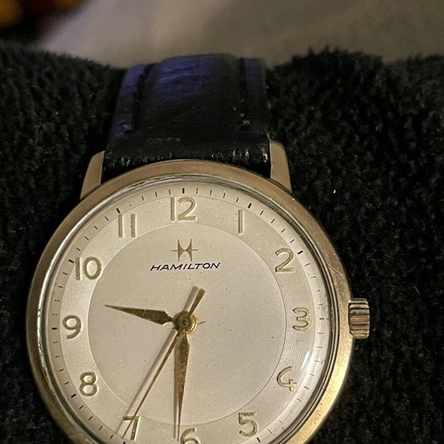 Hamilton vintage winding watch used, 1960s, gold tone