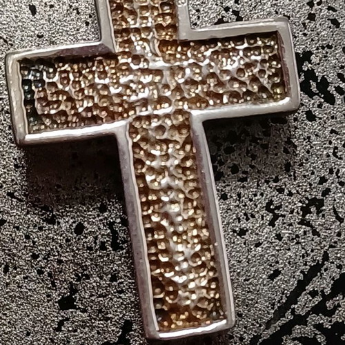 Silver cross gold plated with zircon, 3.5 cm