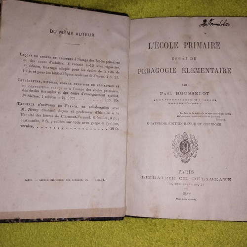 L'École primaire: Essai de pédagogie élémentaire used French book