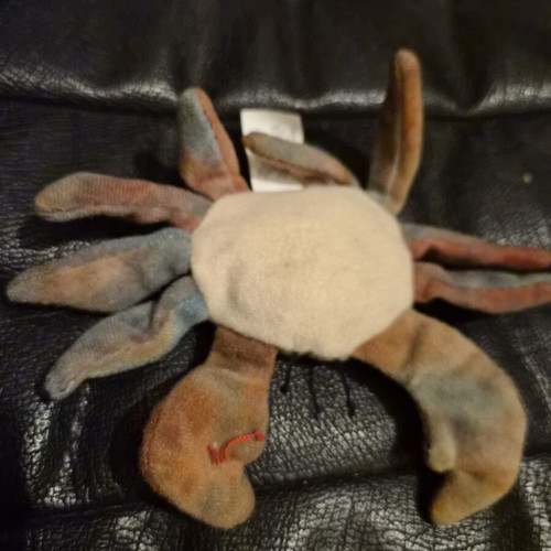 Ty Beanie Baby Claude the Crab plush used, vintage tie-dye design