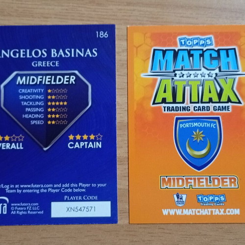 Basinas Cards Greece National Futera and Portsmouth like new, pack of 2
