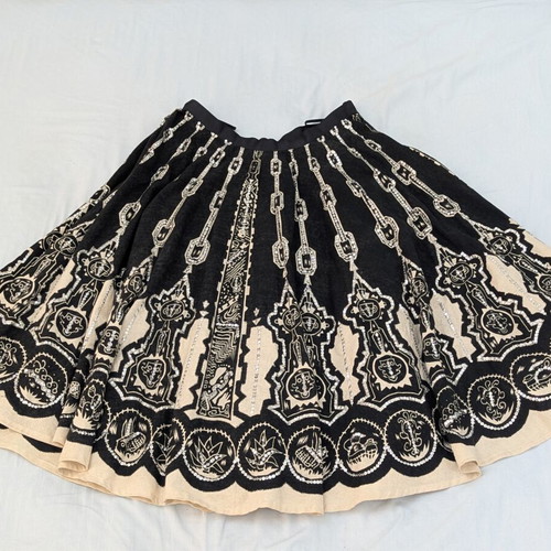 Anitsa Paris Vintage Sequin Cotton Midi Skirt like new, black and beige