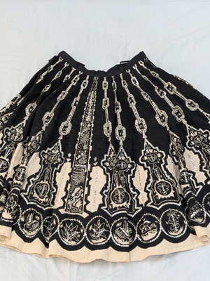 Anitsa Paris Vintage Sequin Cotton Midi Skirt like new, black and beige
