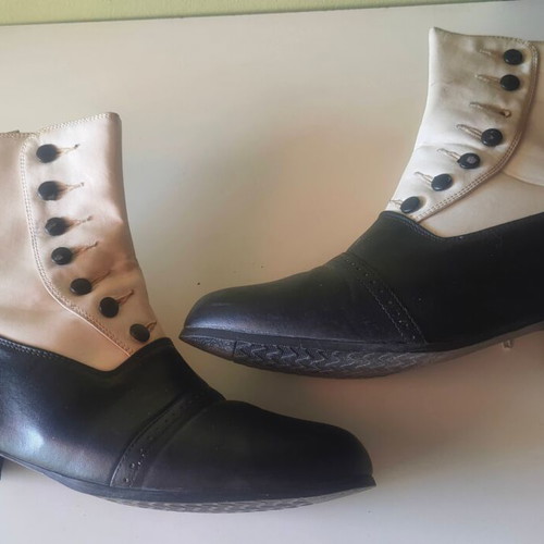 Men's boots size 44.5, black and white, with zipper and buttons