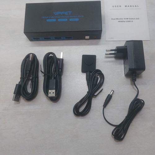 VPFET VP-SW220 Dual Monitor HDMI KVM Switch 2x2 4K@60Hz USB 3.0