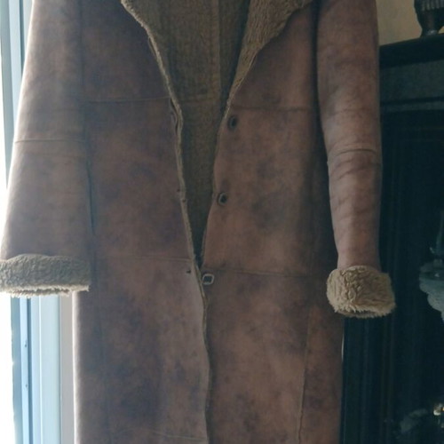 Vintage Mouton Coat Tempo size L, faux suede, like new, brown