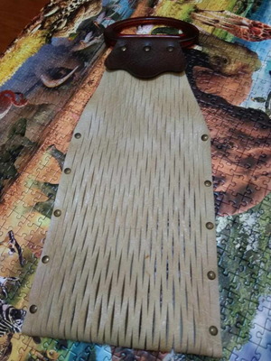 Vintage δερμάτινη γυναικεία τσάντα δεκαετίας '70 νέα, χειρός, μπεζ-καφέ