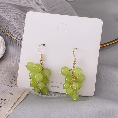 Green grape cluster earrings, fresh summer style