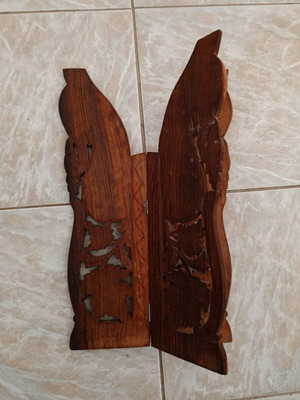Folding handmade wooden stand with intricate carvings like new