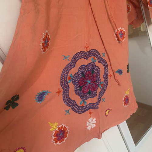 Boho kaftan dress Debbie Katz small, like new, orange with embroidery