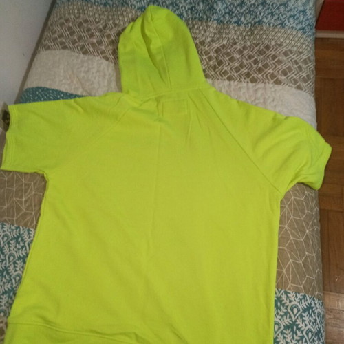 Men's short-sleeve neon yellow/green hoodie medium used