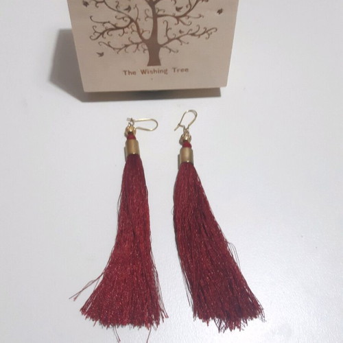 Handmade tassel dangle earrings like new, red