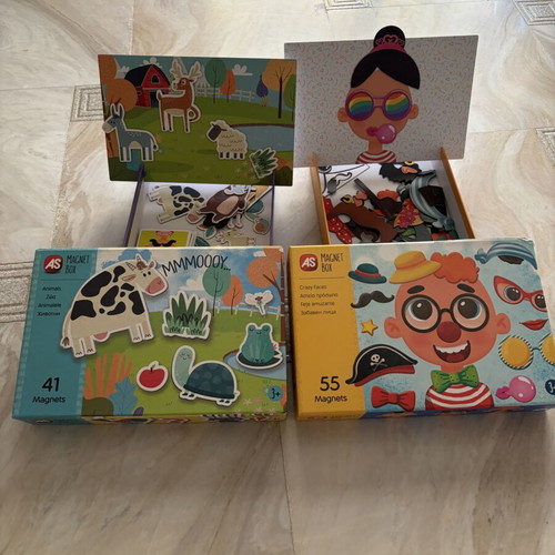 AS Magnet Box Animals & Faces used, set of 2 for kids 3+