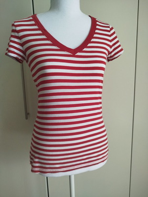 Tommy Hilfiger t-shirt small, σαν καινούργιο, βαμβακερό, κόκκινες και λευκές ρίγες