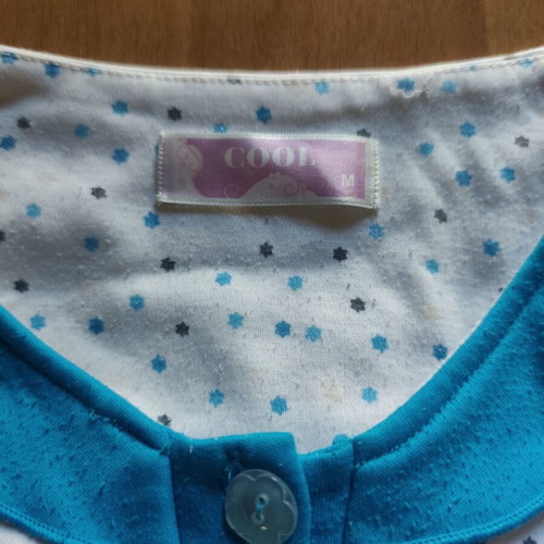 Women's pajama set used, turquoise and white, top and pants