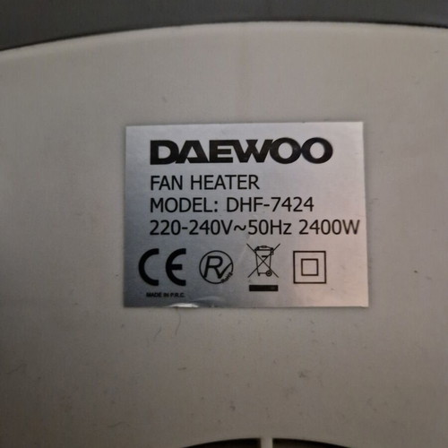 Daewoo fan heater like new with 1200W and 2400W settings